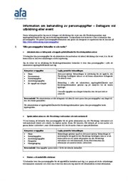 Personuppgiftsinformation - Deltagare vid utbildning eller event