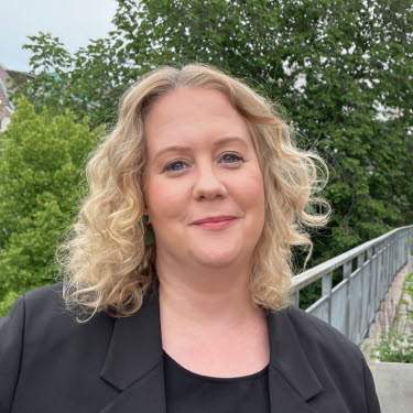Helena Danielsson på Afa Försäkrings takterrass.