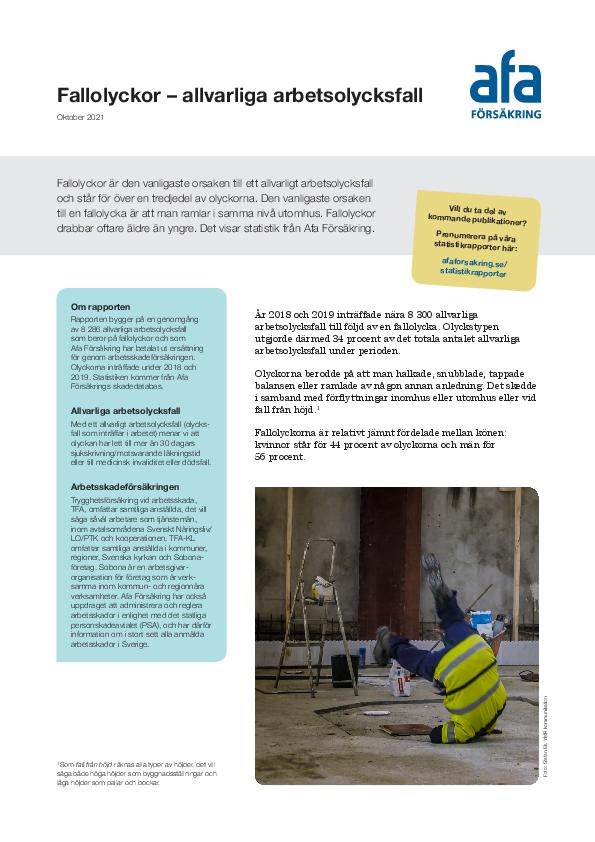 Fallolyckor - Allvarliga arbetsolycksfall - Rapport 2021