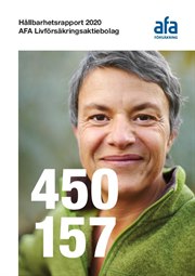 Omslagsbild på leende medelålders till Afa Livförsäkringsaktiebolags hållbarhetsrapport 2020.