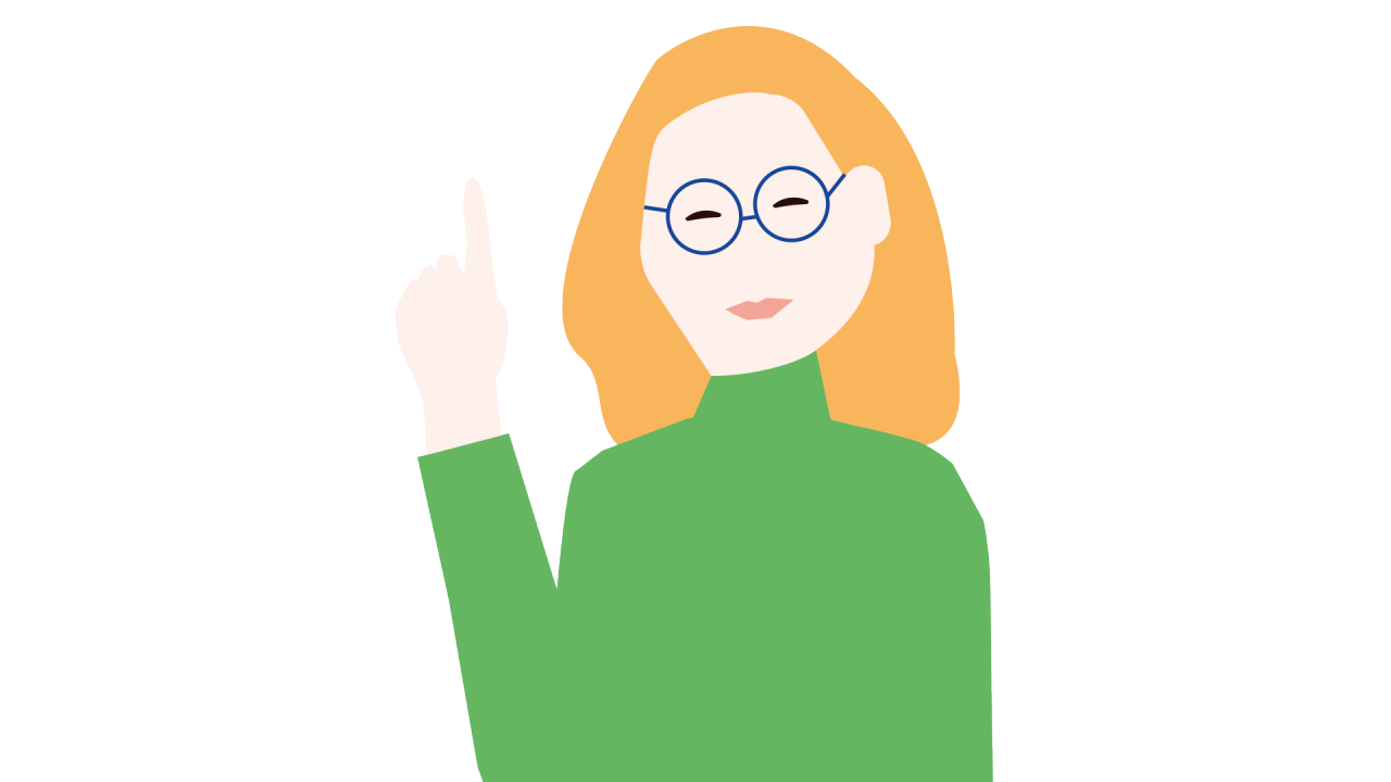 Kvinna med ljusgrön tröja pekar uppåt med fingret.