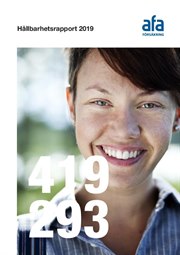 Omslagsbild på leende yngre kvinna till Afa Försäkrings hållbarhetsrapport 2019