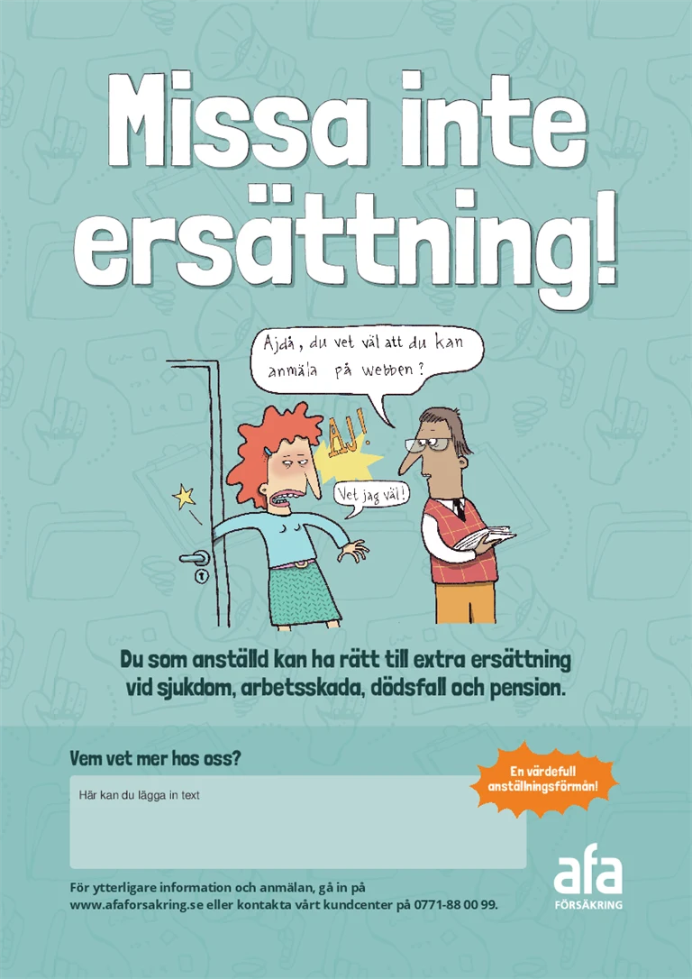 Omslag till affisch Missa inte ersättning